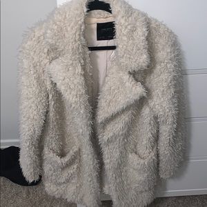 Zara White Fuzzy Coat